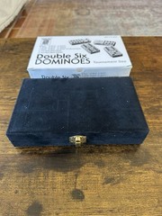 Marion & Co. Double 6 Dominoes Red Tournament Size Spinners W/ Faux Velvet Box