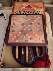 Vintage Deluxe Edition Scrabble Wooden Turntable Board Game Complete 1999 Milton