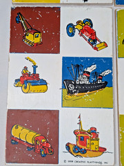 Vintage CREATIVE PLAYTHING 1959 Wood Lotto Picture Game panels Only x6 VG cond