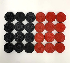 24pc Vintage Halsam Stars Earth Wooden Checkers – 12 Red / 12 Black