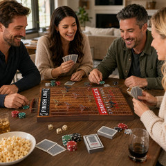Horse Racing Board Game with 11 Luxury Metal Horses, Foldable Wood Horse Race Ga