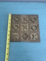 Vintage Brass Tic Tac Toe Board Table Game Set with Pieces Mancave
