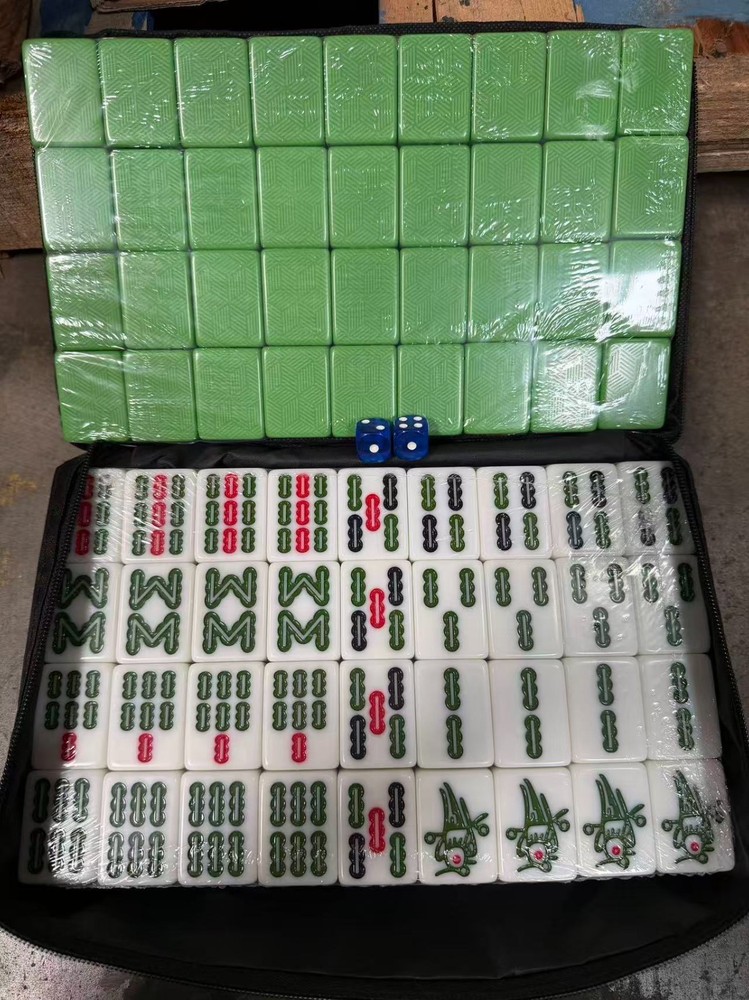 Mahjong Set 144 Tiles Chinese Mahjong Game Travel Case Portable Full Size 42mm G