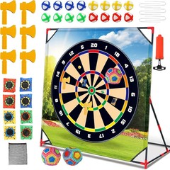 4-in-1 Backyard Sport Game Set: Golf, Axe Throwing, Soccer & Bean Bags