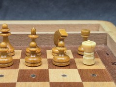 Vintage Soviet Wooden Pegged Chess Set Folding Wooden Box USSR