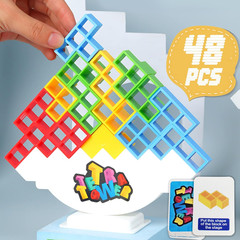 48 Pcs Tetra Tower Balance Stacking Blocks Game, Board Games for 2 Players+ Fami