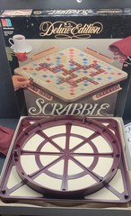 Vintage 1989 Milton Bradley Scrabble Deluxe Edition 4034 Rotating Gameboard
