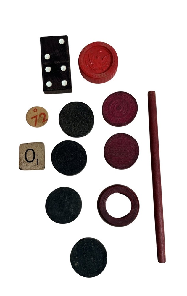 Antique Various Game Pieces Wooden Game Pieces Vintage Toys