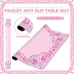 Mini Mahjong Mat for Travel Set 22×22 Inch Paisley Floral Majiang Mat Cute Color