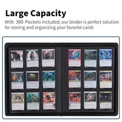 Snekdy premium 360-pocket trading card binder, 9-pocket 360 Cards, Black