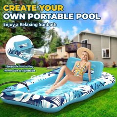 Nenrsl 76×48 XL Inflatable Pool Float Lounger Tanning Mattress with Pillow
