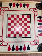 Vintage Carrom 108RS Game Board Complete w/ Box 100+ Games Checkers USA
