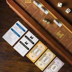 Monopoly Luxury Edition by WS Game Company, Burl Wood Cabinet with Gold Foil Sta