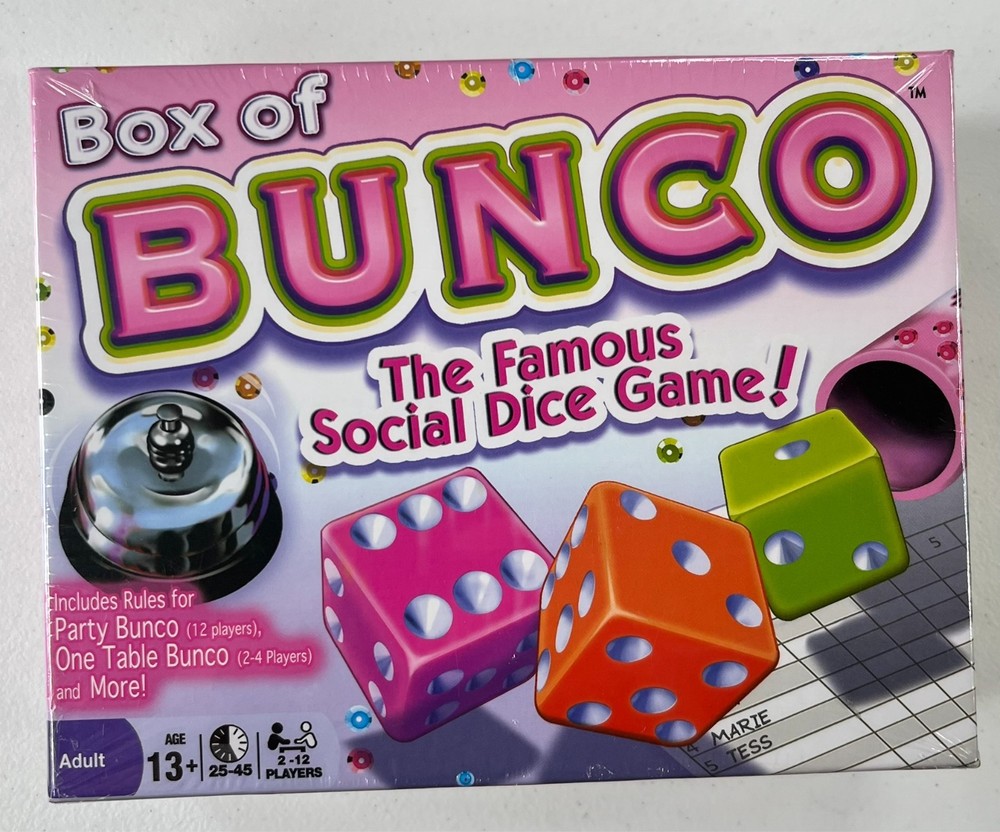 Box of Bunco Game Continuum Games, Multicolored Dice Game. New Factory Sealed