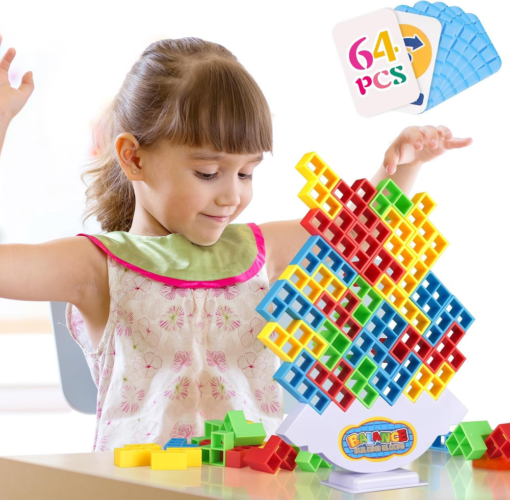 64Pcs Tetra Tower Game, Family Board for 2 Players Family Games, Christmas Stock