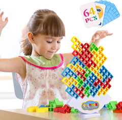 64Pcs Tetra Tower Game, Family Board for 2 Players Family Games, Christmas Stock