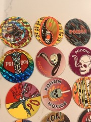 ALL Poison Lot of Pogs Skull 8 Ball + 2 Metal Slammers 90s Retro Nostalgia Rare