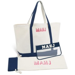 Sunnymove 3 Pcs Empty Mahjong Canvas Bag Gift Embroidered American Mahjong Set