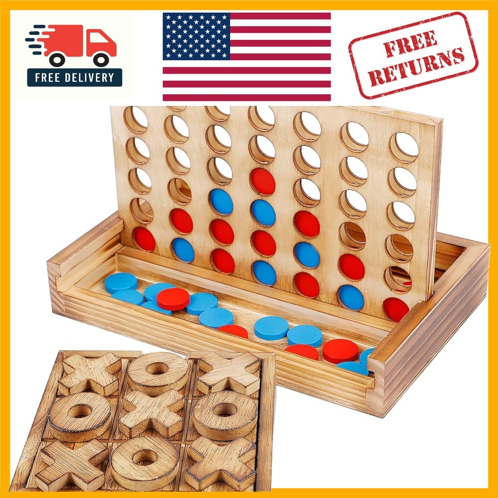 Portable Tic Tac Toe & 4 in a Row Table Game Set – Classic Family Edition