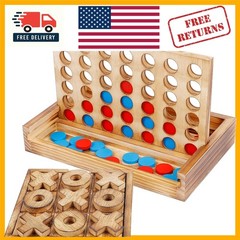 Portable Tic Tac Toe & 4 in a Row Table Game Set – Classic Family Edition