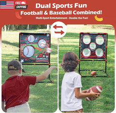 2-In-1 Football & Baseball Toss Game for Kids Ages 3-8 – Outdoor Garden Toy for