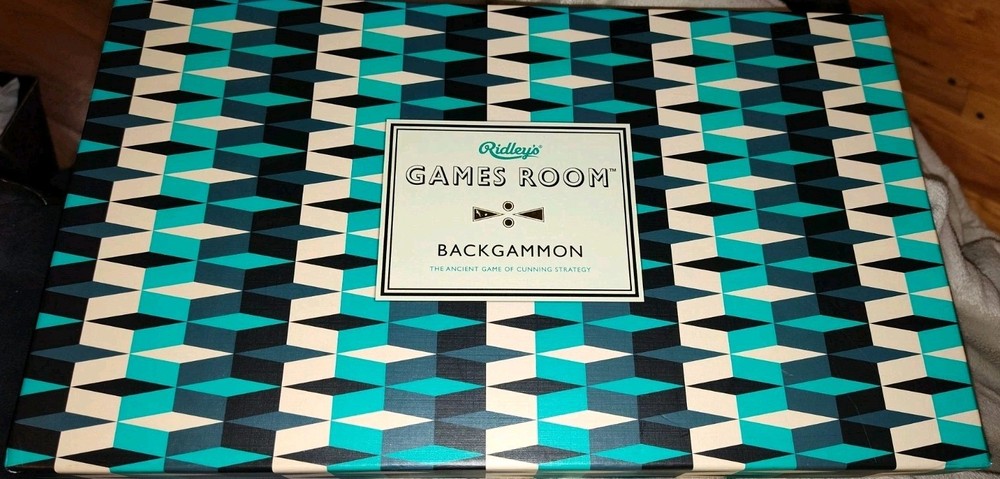 Ridley’s Games Room Backgammon Board Game Strategy Turquoise + Cream UNUSED