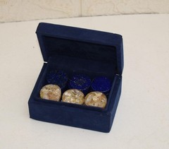 Handmade Mother of Pearl & Lapis 30 Backgammon Chips checkers Pieces , Gift Box