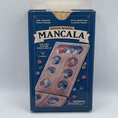 Cardinal Solid Wood Folding 2001 Mancala Game w/Metal Tin&Gems 48 Gems Excellent