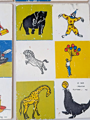 Vintage CREATIVE PLAYTHING 1959 Wood Lotto Picture Game panels Only x6 VG cond