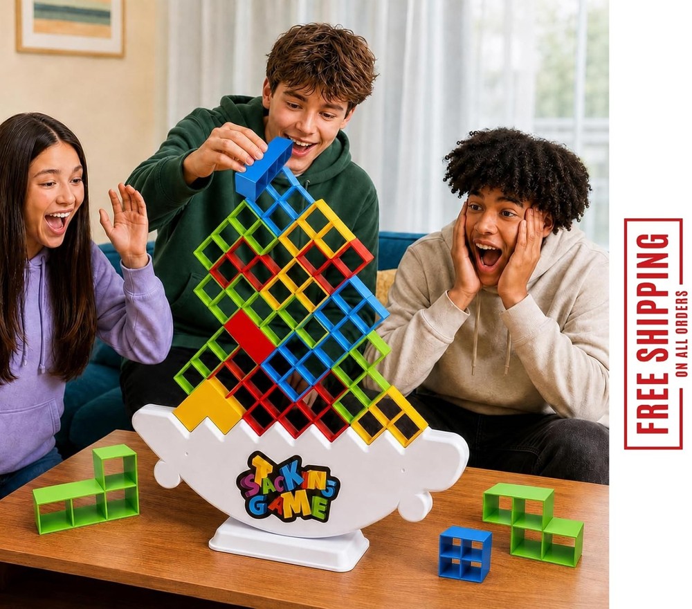 XL Giant 48PCS Stack Game for Adult & Kids, Tetra Board Tower Games for Family T