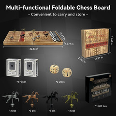 Large 23 Inches Horse Racing Board Game with 11 Luxury Metal Horses, Foldable Wo
