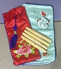 Vintage Korean Yut Nori Game Silky Embroidered Fabic Floral Design Original