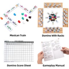 Doreimi Mexican Train Dominoes Set Numbers and 8 average size, Multicolour