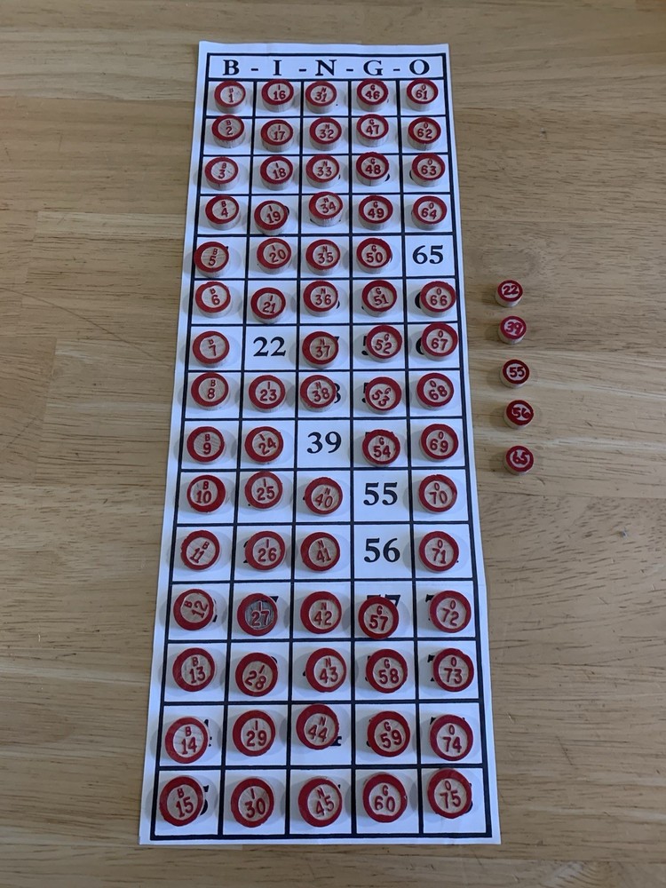 Vintage Milton Bradley BINGO Replacement Wooden Number Lot & Rule Sheet