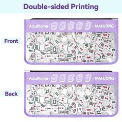 AzulHome PVC Mahjong Tiles Bag with 2 Mahjong Line Finders, Light Purple, 21″x9″
