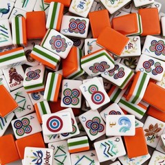 NEW! Vibrant Layered Mahjong Tiles – Full American Set 160Tiles – Orange acrylic