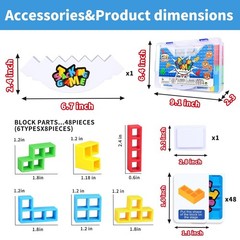 48PCS Tetra Stack Game for Adults & Kids Balance Toy for Family Fun