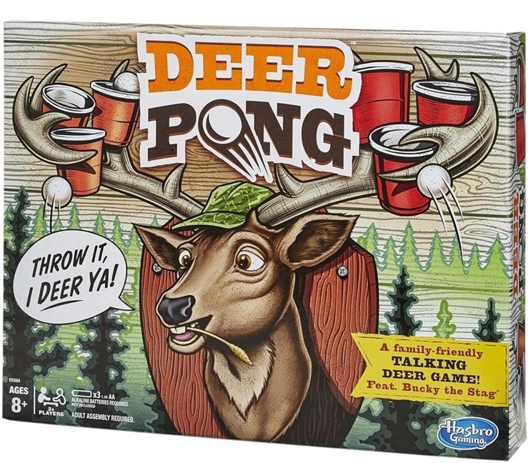 Deer Pong Talking Deer Head Game & Music 6 Cups & 8 Balls 8+ Years Sealed in Box