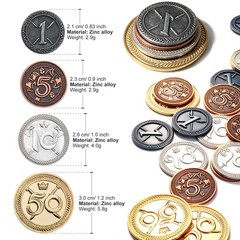 Metal Coin Set with Leather Organizer for Board Games, Dragons and Dungeons, …