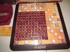 Scrabble Deluxe Collector’s Edition Rotating Turntable Crossword Game #4034