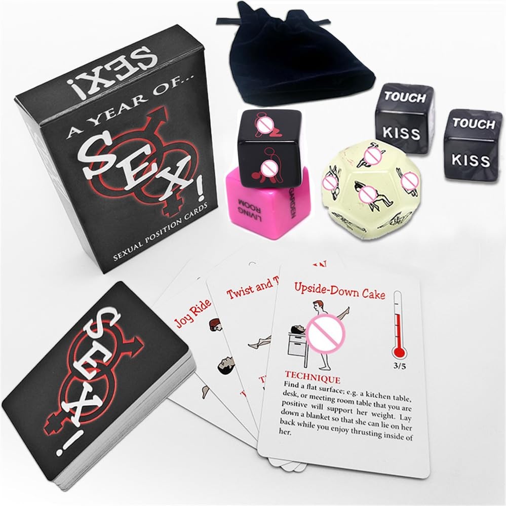 Auntzyj Sex 3 inches x 2 x 1 inch, Cards + 5 Glow-in-the-dark Dice