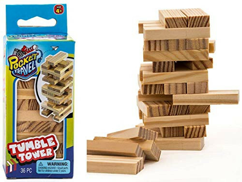 Real Wood Mini Tumble Tower Classic Game, Travel Size 4 Inch by JARU. Assortmen