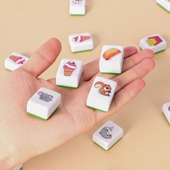 Compact Mahjong Game Set for Two Players with Melamine Tiles Included