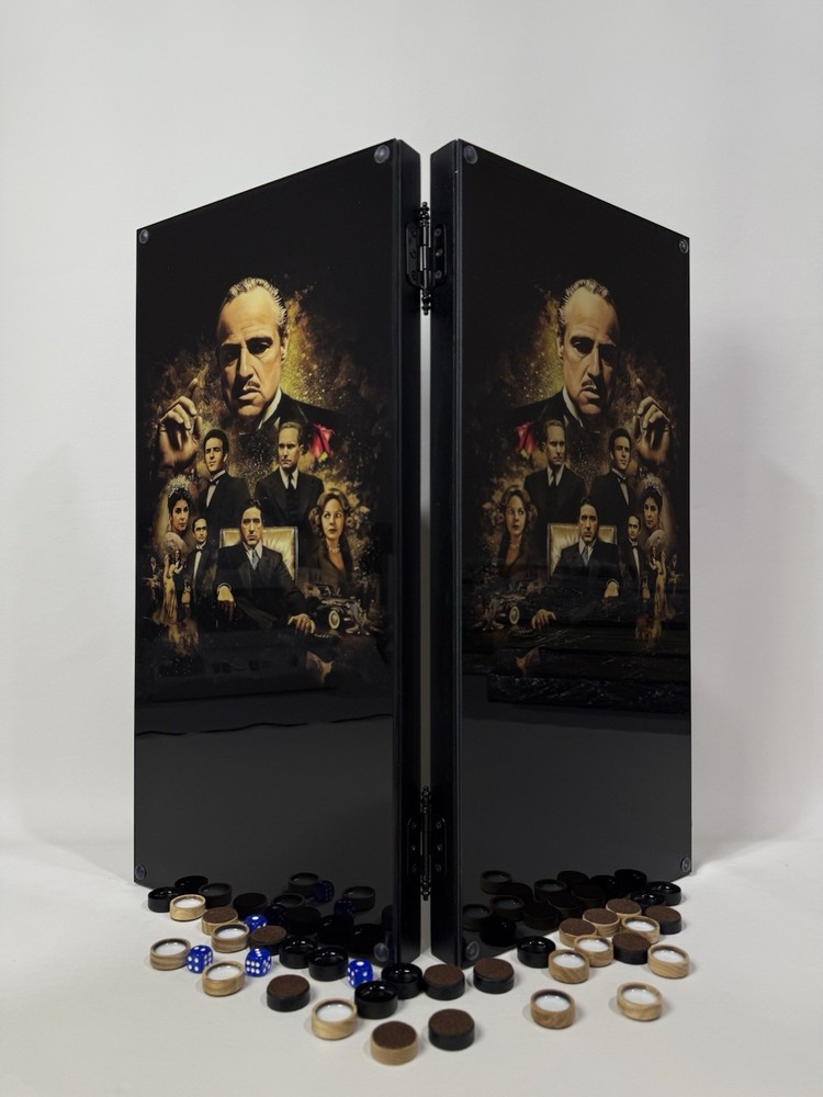 The Godfather Backgammon Board – Handmade Ash Wood & Glass Set, Luxury Gift
