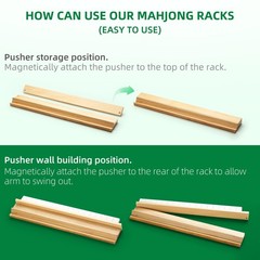 Wooden Mahjong Racks with Pushers, Set of 4, Solid Wood Tile Racks with Push …