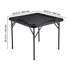 Uimoso Mahjong Table 4Player Folding Card Table & 4 Cup Holders Chip Trays Black