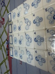 Designer Inspired American Mahjong Set | White Acrylic Tiles + Matching Mat