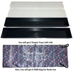 Mahjongg Mah Jong 2 Pc Tile Plastic Trays Holders Container with Lid & Racks Bag