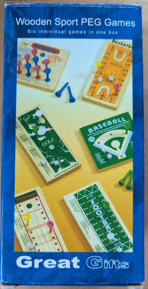 Wooden Sport PEG Games Six Games In One Box New Officemax