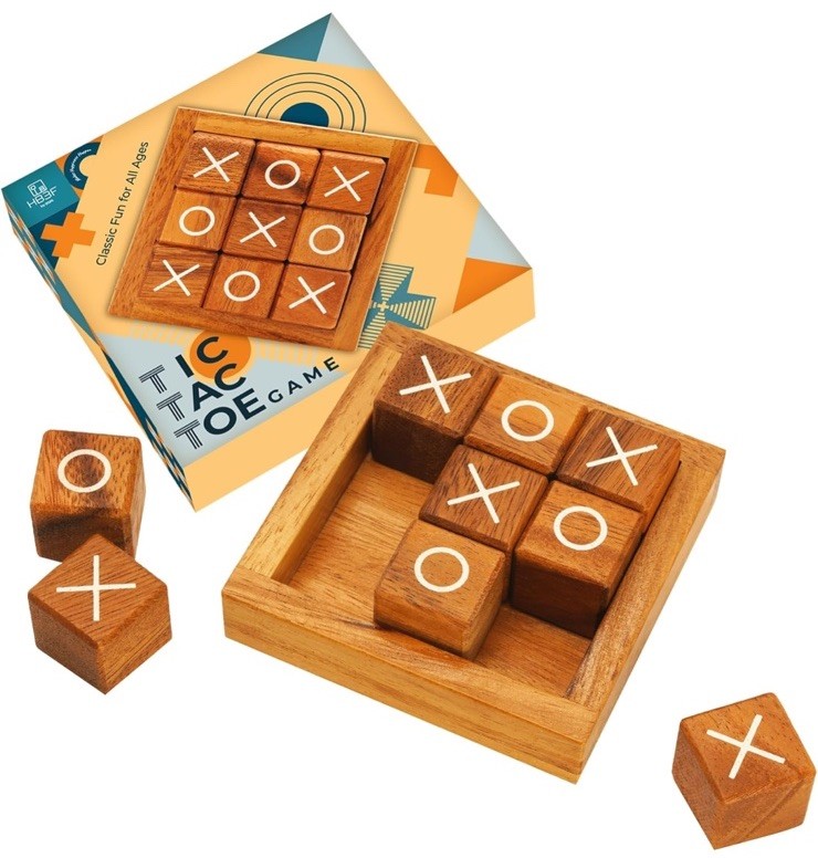 Brand New Wooden Tic Tac Toe Game Travel Size XO Board